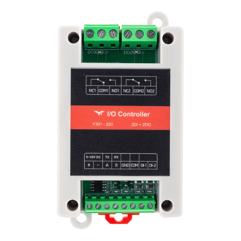Y301-220 Modbus I/O module with 2 digital inputs and 2 relay outputs
