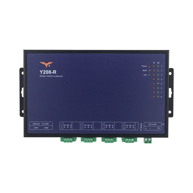 Y208-R 8-port serial to Ethernet converter for industrial IoT